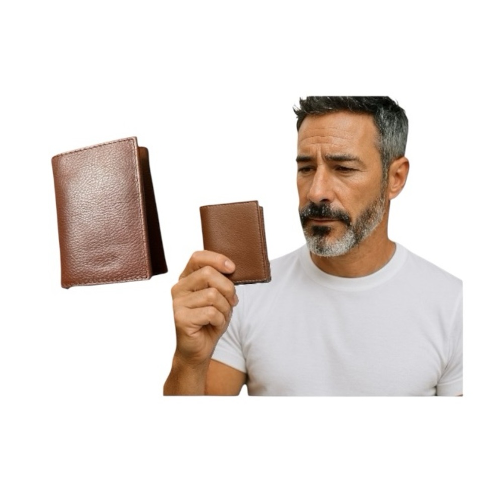 George Leather Tri-Fold Wallet Flip ID RFID Protected
